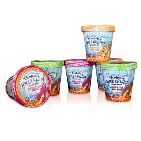 Packaging design illustration of dragons for an ice cream brand