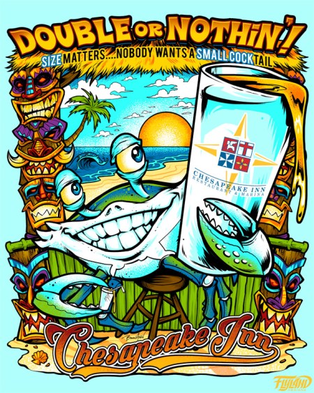I designed two T-shirt designs that I created for the Chesapeak Inn. 

The first design is of a crab holing a drink and the second design is of a leprechaun holing a drink.
