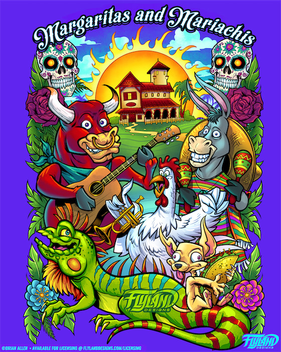 Cinco De Mayo Cartoon Animals Cartoon animals with mariachi instruments celebrate Cinco De Mayo illustration by Brian Allen