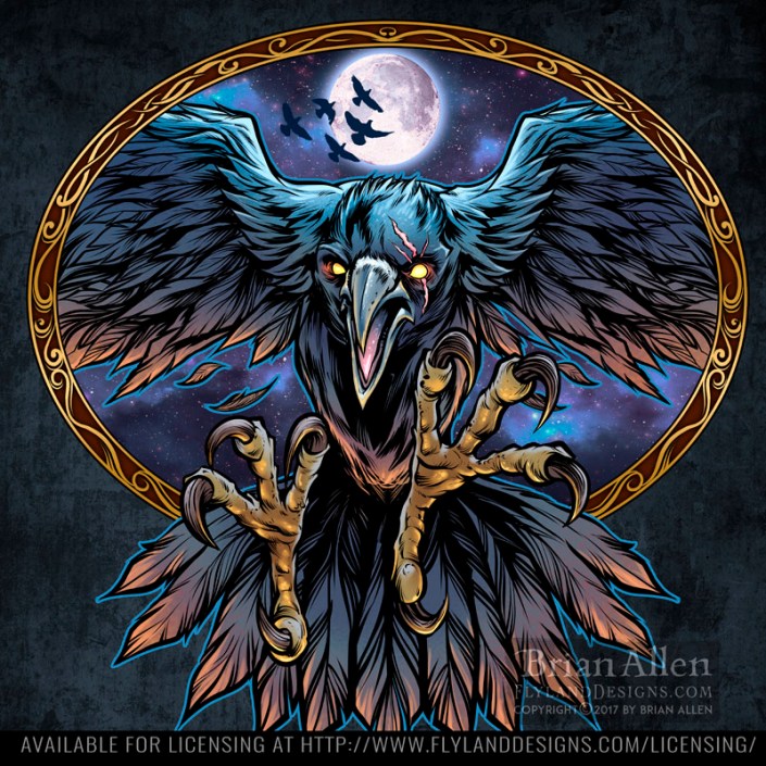 logo design of a crow at midnigh