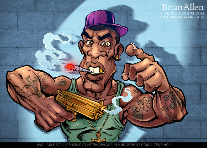 Criminal Character Art for Vaping Label Design
