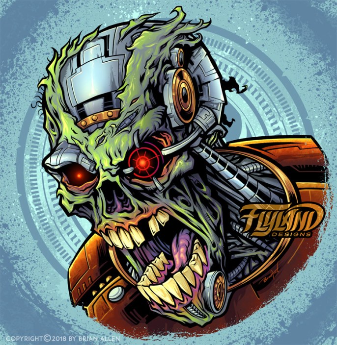 Cyborg Zombie A cyborg robot zombie head with