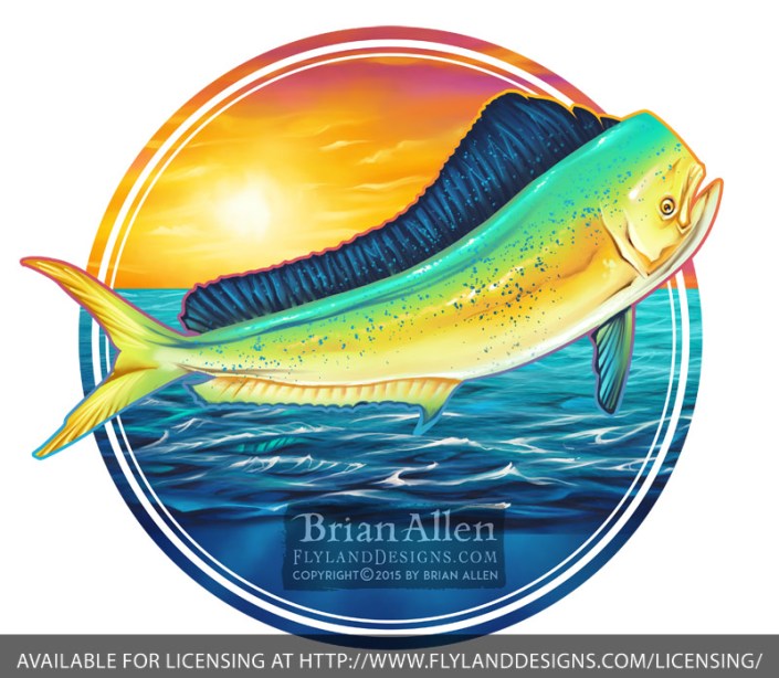 Dolphin Fish illustration Realistic colorful illustration
