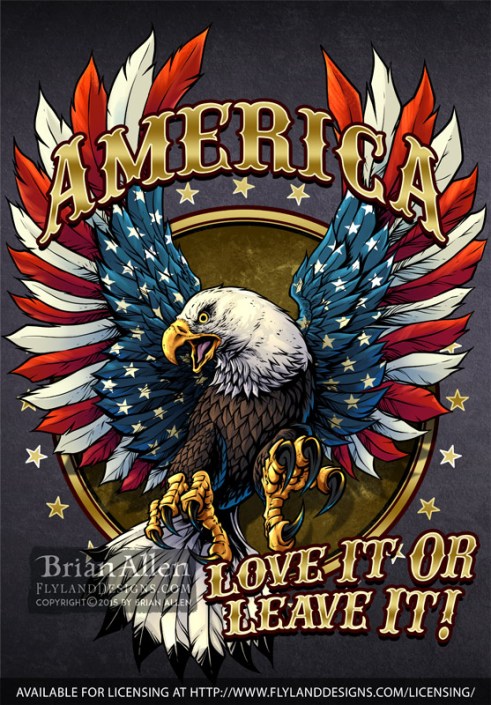 Copyright ©Brian Allen Illustration of an eagle with Am