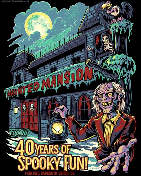 —Haunted Mansion at night with