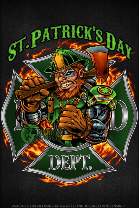 Fire-fighter Leprechaun Cyborg St. Patrick’s Day T-Shirt