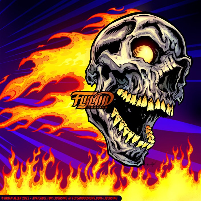 Flaming Skull glowing eyes Artwo