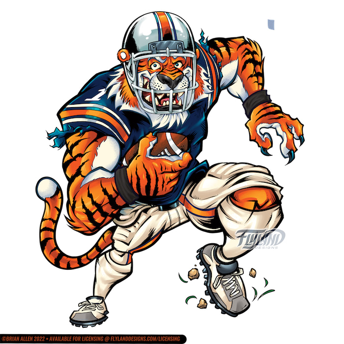 Tiger Playing Football Artwork by Brian Allen Artwork by freelance illustrator Brian Allen