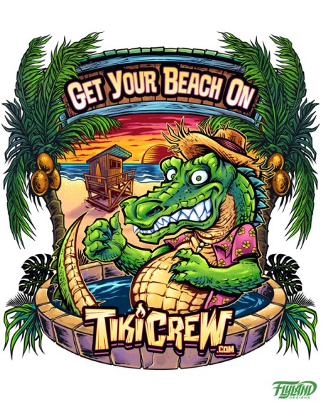 Alligator in a swimming pool, dare to join? Artwork by Artist Brian Allen of FlyLandDesigns.com