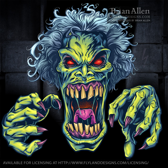 Green Cartoon Zombie Evil Green Cartoon Zombie