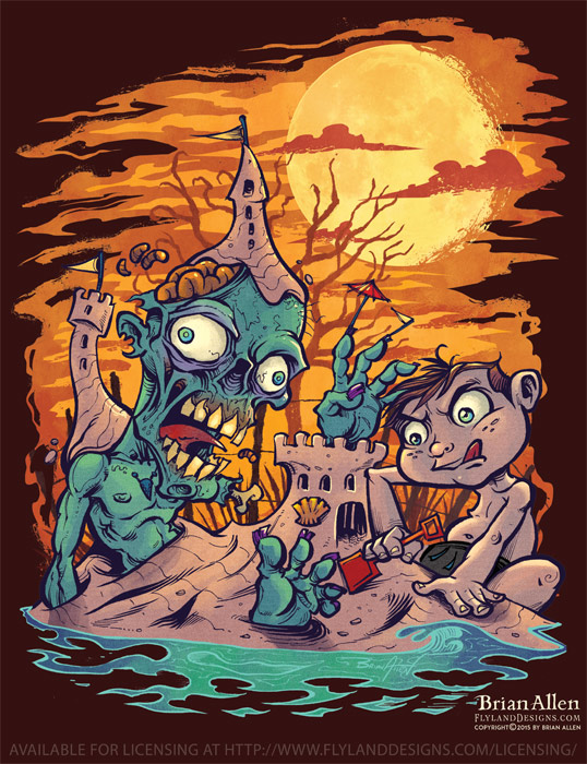 Halloween At The Beach Themed Art Prints