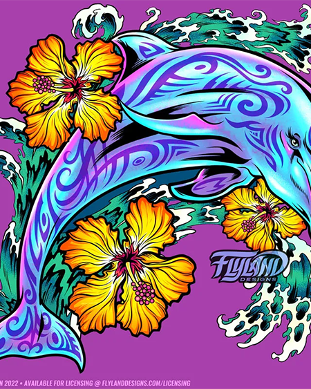 Colorful hibiscus Dolphin