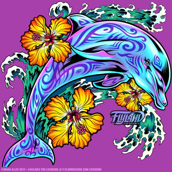 Hbiscus Dolphin Artwork by freel