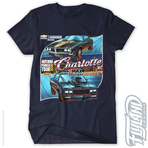 Two Hot rod cars with a city in 
