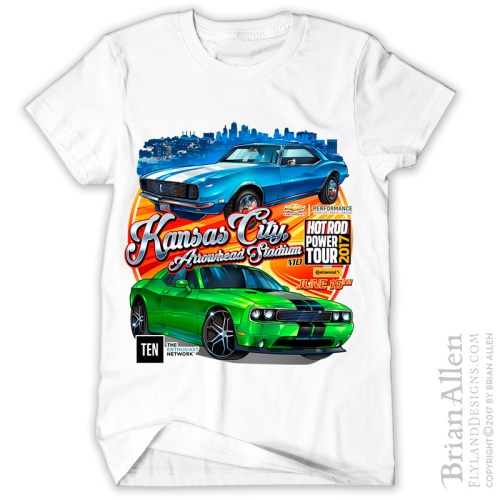 Hot rod muscle cars racing throu