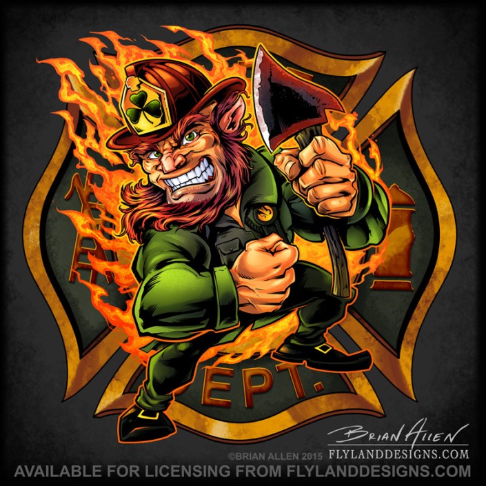 Firefighter St. Patrick’s Day Leprechaun Maltese Cross