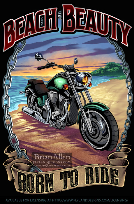 Motorcycle Beach Rally T-Shirt Template