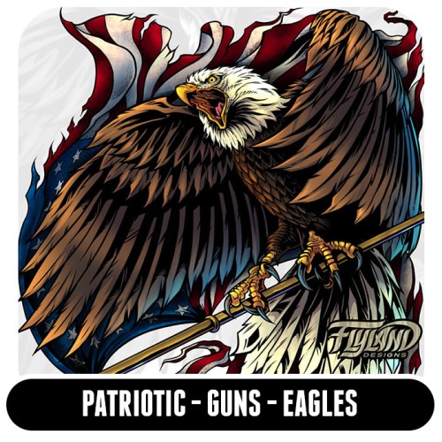 Patriotic Artwork of eagles, guns, 2nd ammendment, US flats and more by artist Brian Allen Artwork by freelance illustrator