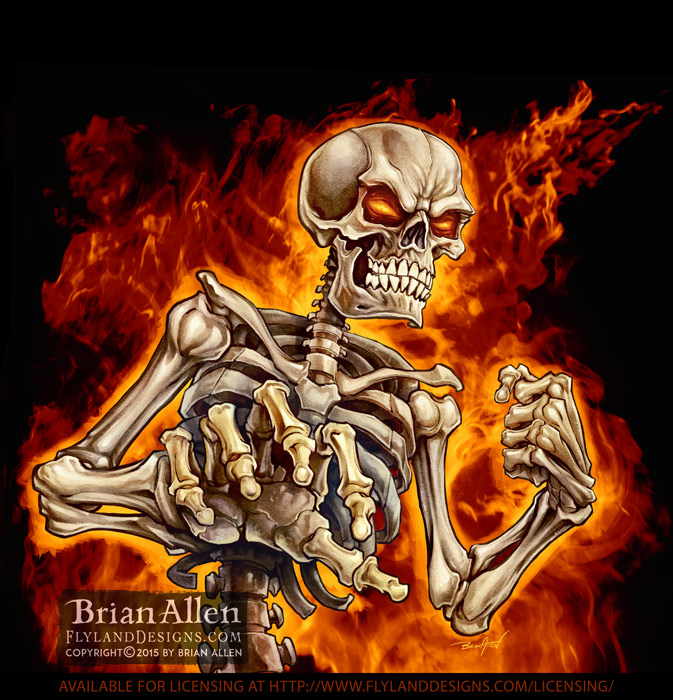 Skeleton On Fire Skeleton on fire reaching out at