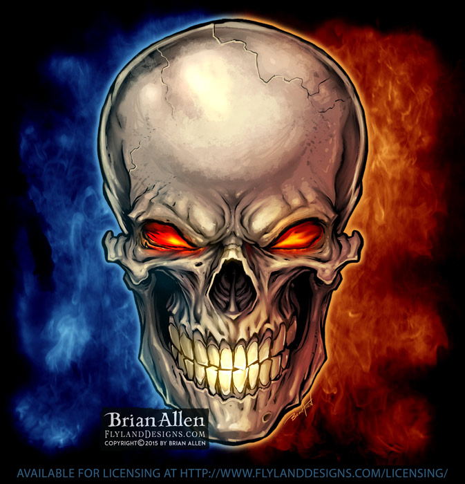 Skull With Glowing Eyes Grinning skull graphic with glow