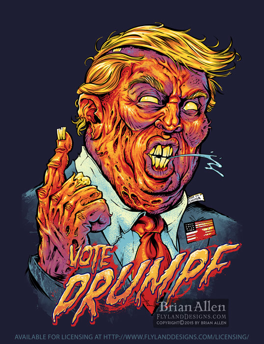 Trump Zombie parody t-shirt illustration of d