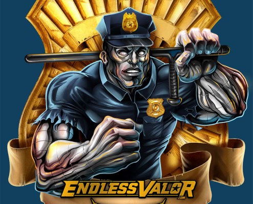 A metal skinned police officer o