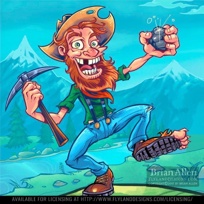 crazy prospector illustration fo