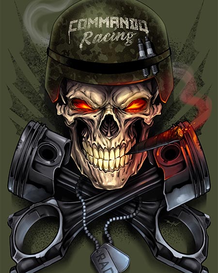 Angry skull with cigar in his mo