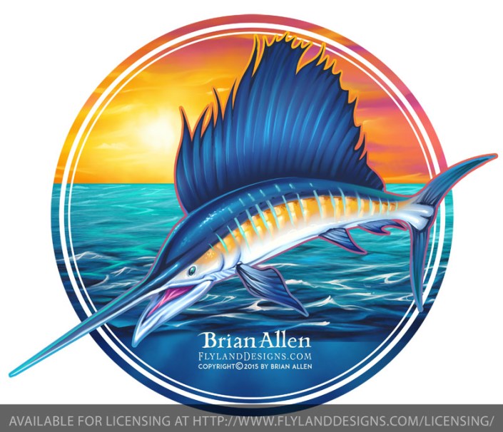 Sailfish llustration Realistic colorful illustration