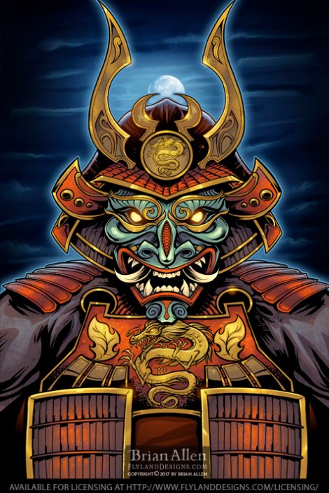 Dark Samurai warrior in armor in
