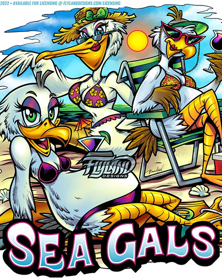 Female seagulls relaxing at a beach