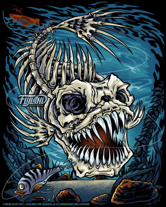 Scary Skeleton Fish Monster Artw