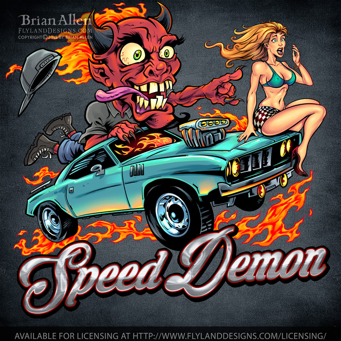 Speed Demon Flaning Hot-Rod Deamon driving a Hot Rod with a