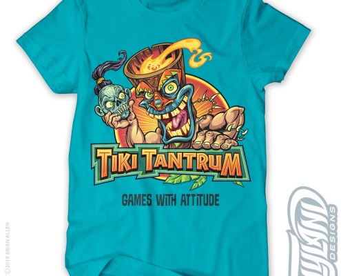 Crazy Tiki guy holding a shrunke