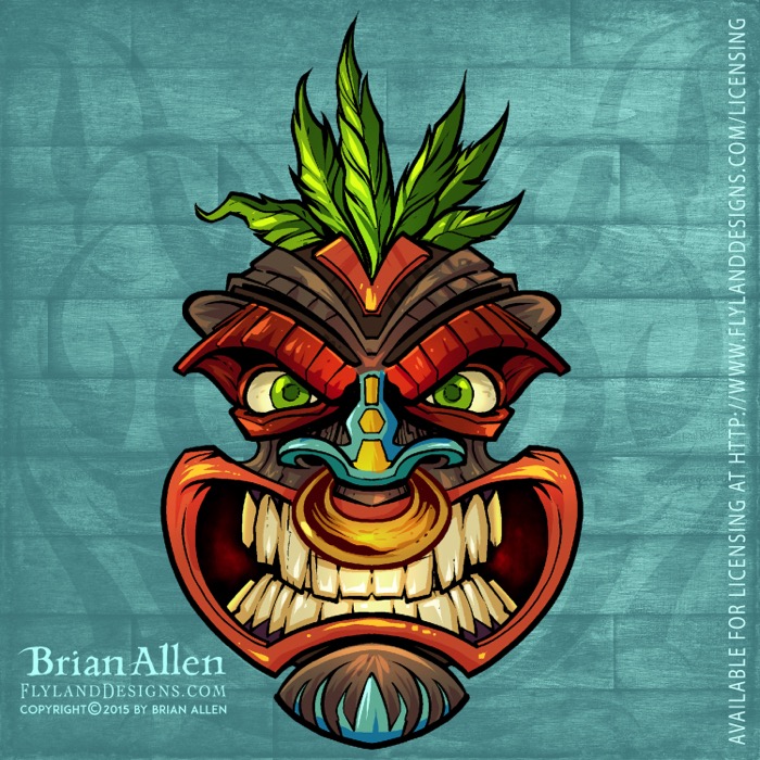 Tiki Head Repeating Pattern Angry tiki head illustrations fo