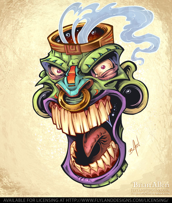 Screaming Tiki Head Sticker