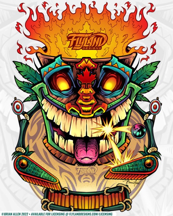Tiki Pinball On Fire Artwork by