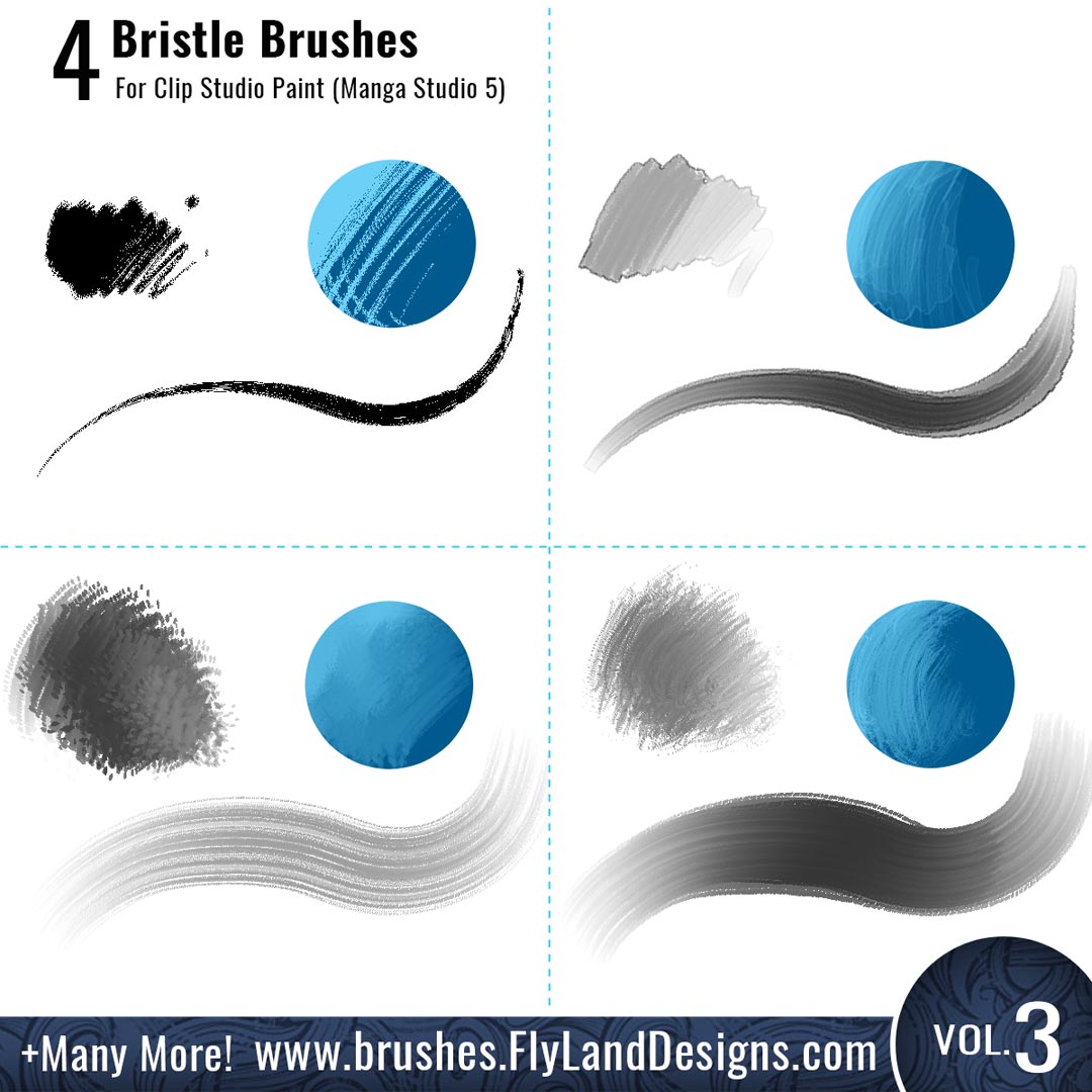 Volume 3: Custom Bristle brushes for Clip Studio Paint (Manga Studio 5) Over 110 new Volume 2 Custom bru