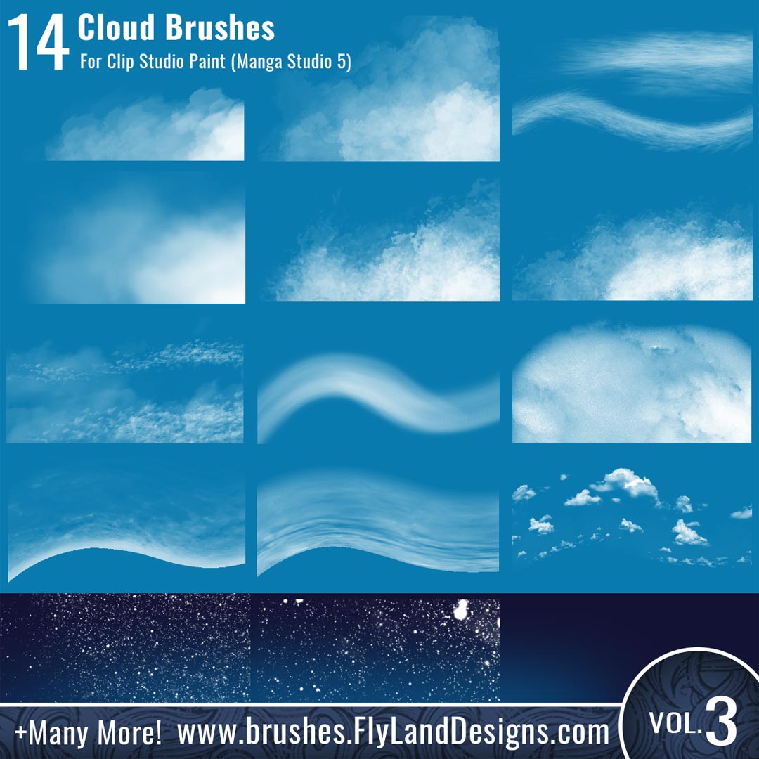 Volume 3: Custom Clouded brushes for Clip Studio Paint (Manga Studio 5) Over 110 new Volume 2 Custom bru