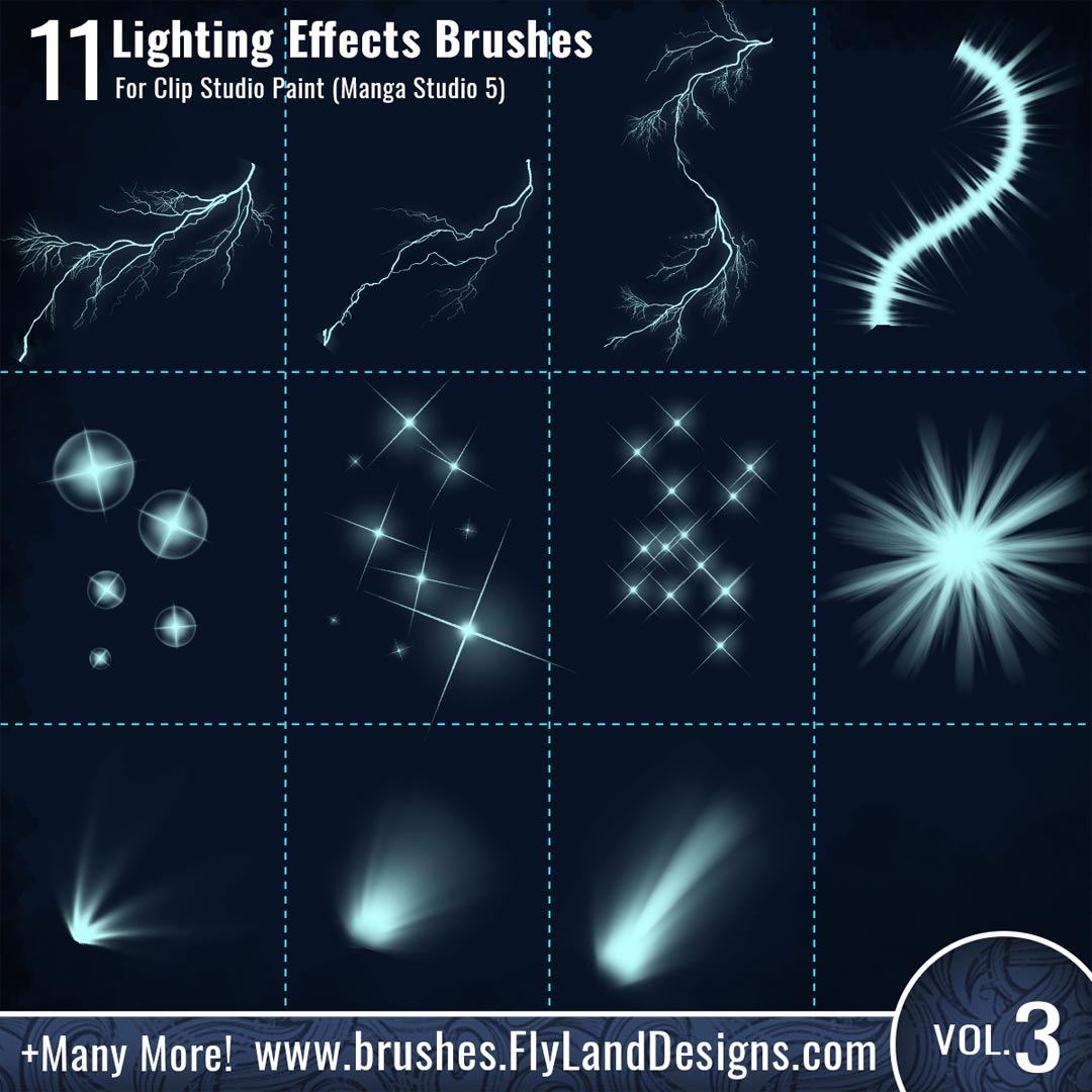 Volume 3: Custom Lighting brushes for Clip Studio Paint (Manga Studio 5) Over 110 new Volume 2 Custom bru