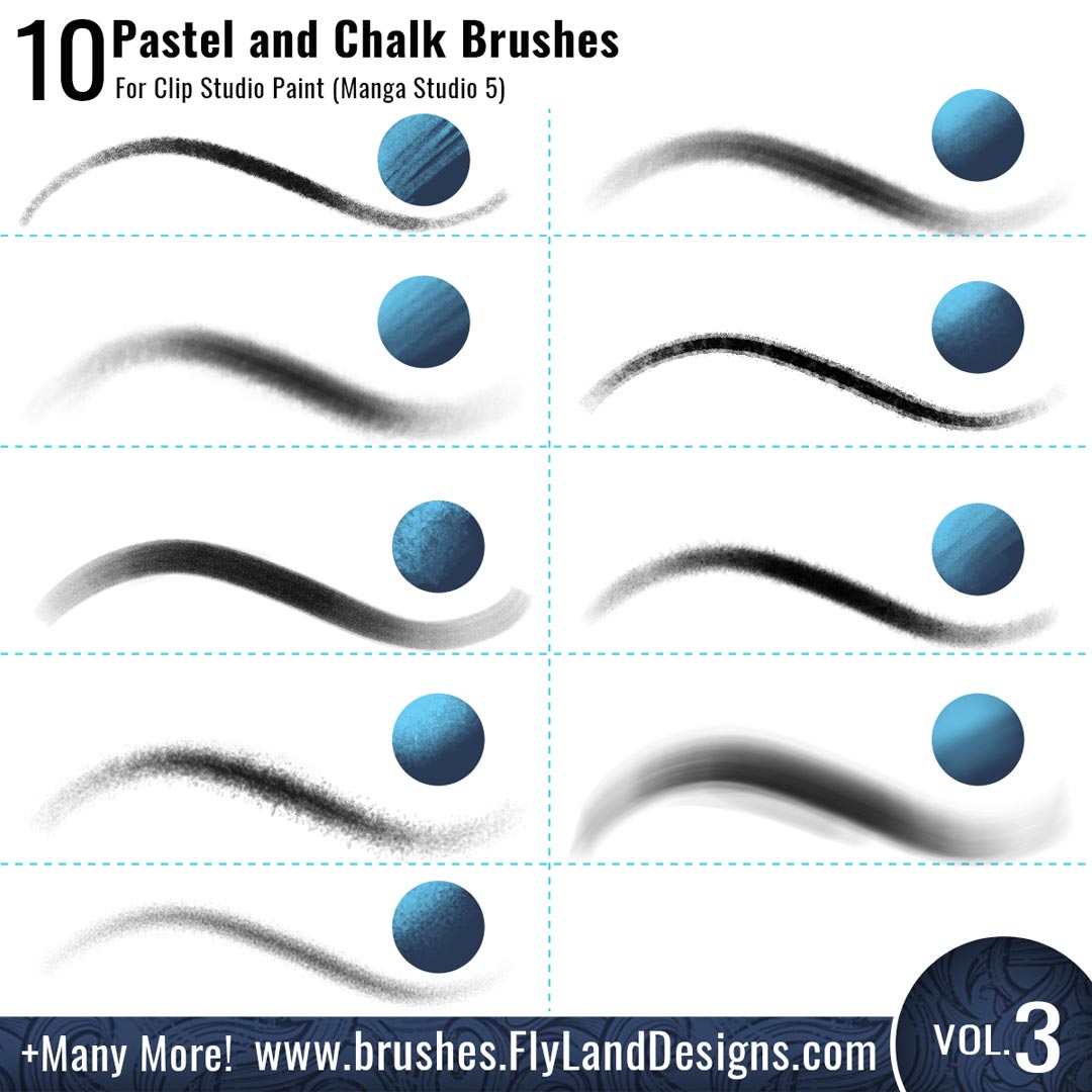 Volume 3: Custom Pastel and Chalk brushes for Clip Studio Paint (Manga Studio 5) Over 110 new Volume 2 Custom bru