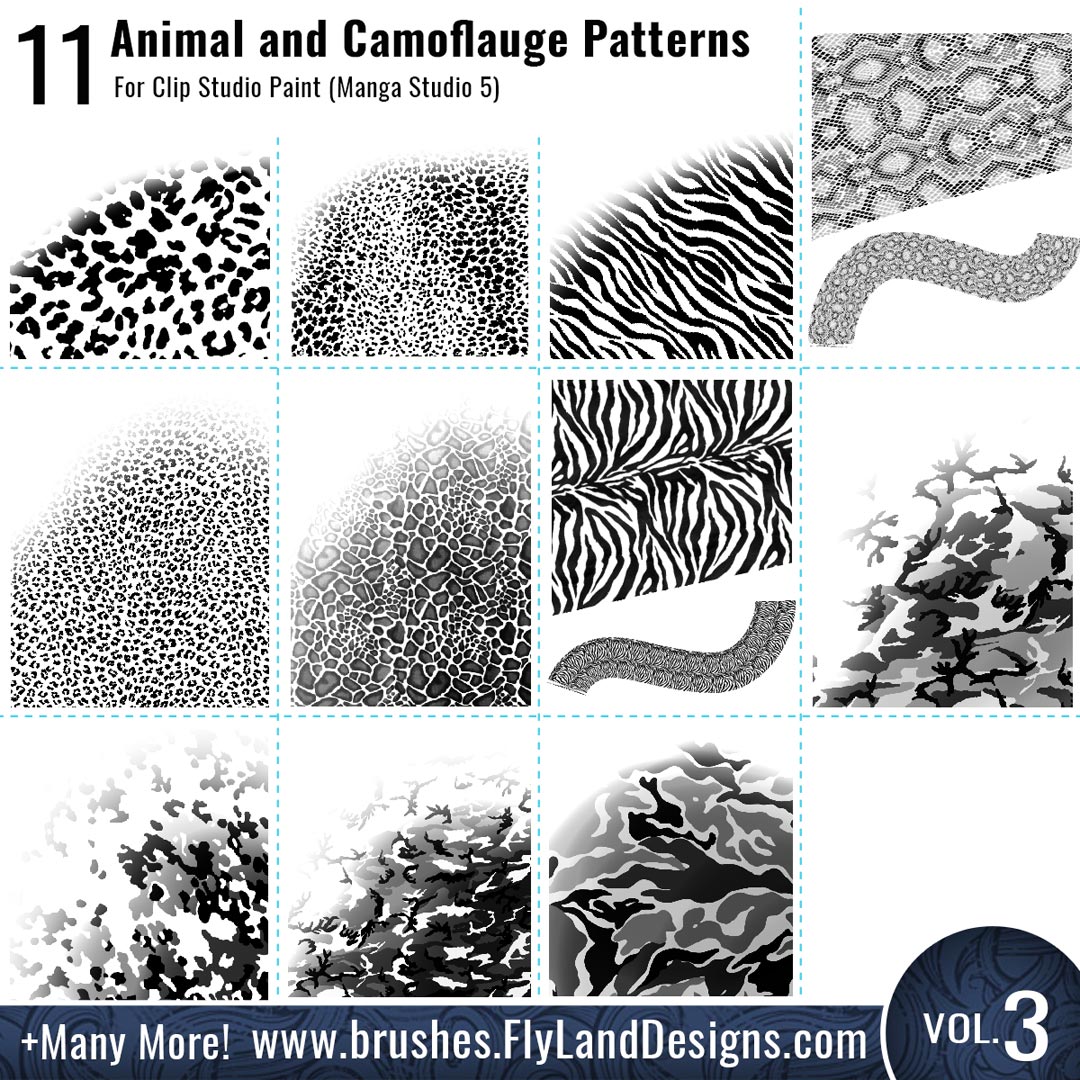 Volume 3: Custom Animal brushes for Clip Studio Paint (Manga Studio 5) Over 110 new Volume 2 Custom bru