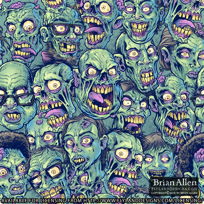 Zombie Repeatable Pattern Green evil cartoon zombies for r