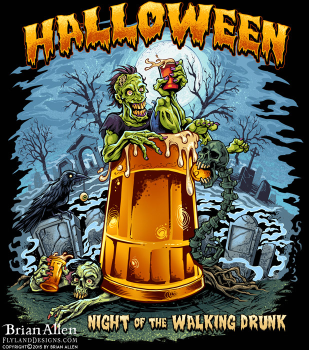 Zombie Lounging in Beer Mug Bar T-Shirt