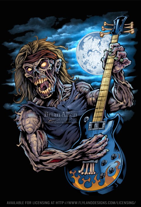 Illustration of a zombie rocker